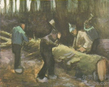 《切割木头的四个人》梵高绘画作品赏析