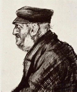 《戴帽子的孤独男性头像》梵高绘画作品赏析