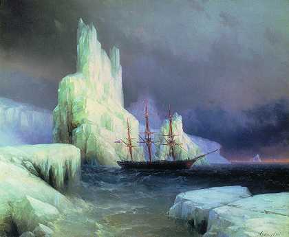 《大西洋的冰山》风景油画作品赏析