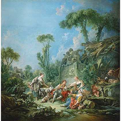 《牧羊人之牧歌》布歇1768年绘画作品赏析