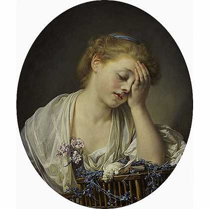 《女孩与死了的金丝雀》格乐兹1765年绘画作品赏析
