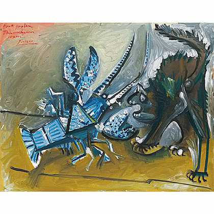 《龙虾和猫》毕加索1965年绘画作品赏析