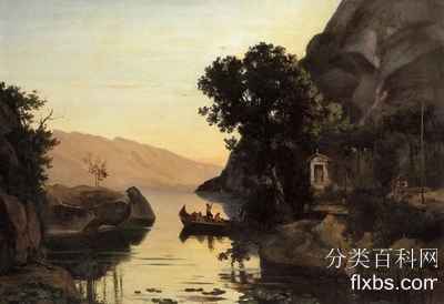 《河流风光，意大利蒂罗尔》风景油画作品赏析