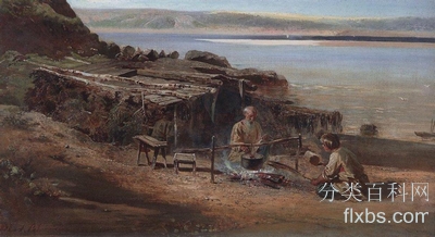 《伏尔加河上的渔民》人物画作品赏析