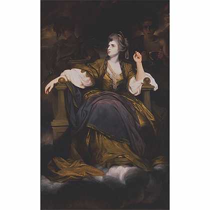 《扮演悲剧女神的姑娘》雷诺兹1784年绘画作品赏析