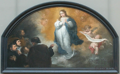 《圣母的显现与六个人》宗教画作品赏析