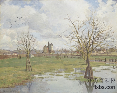 《奥蒙圣城被淹的田地》风景油画作品赏析