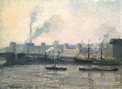 《鲁昂圣瑟弗桥:薄雾》风景油画作品赏析