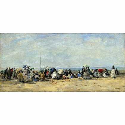 《图维列海滩》布丹1860年绘画作品赏析