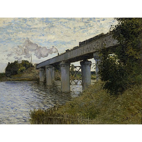 《亚嘉杜的铁道桥》莫奈1874年绘画作品赏析