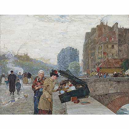 《圣米歇尔码头》哈山姆1888年绘画作品赏析