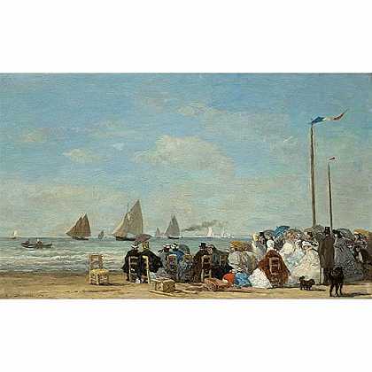 《图维列海滩》布丹1863年绘画作品赏析