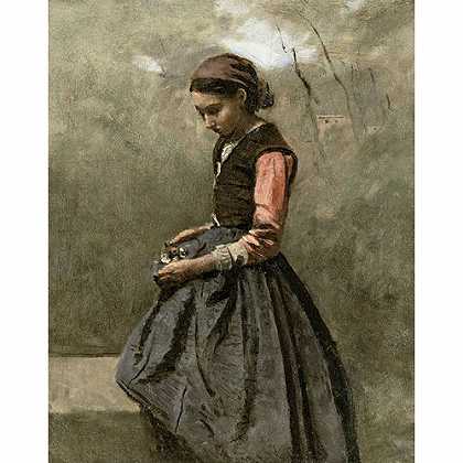 《沉思的女孩》柯罗1865年绘画作品赏析