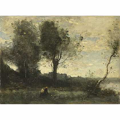《采集木材者》柯罗1865年绘画作品赏析