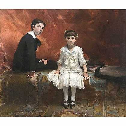 《玛丽路易丝和爱德华肖像》萨金特1881年绘画作品赏析