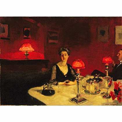 《餐桌上的一盏灯》萨金特1884年绘画作品赏析