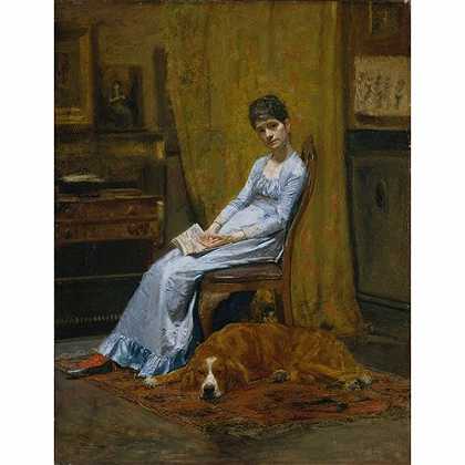 《埃金斯夫人和猎犬》埃金斯1884年绘画作品赏析