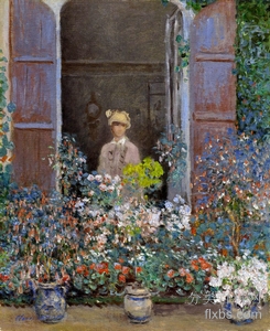 《在阿让特伊的站在窗边的卡米耶莫奈》肖像绘画作品赏析