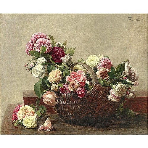 《玫瑰花篮》方汀1880年绘画作品赏析