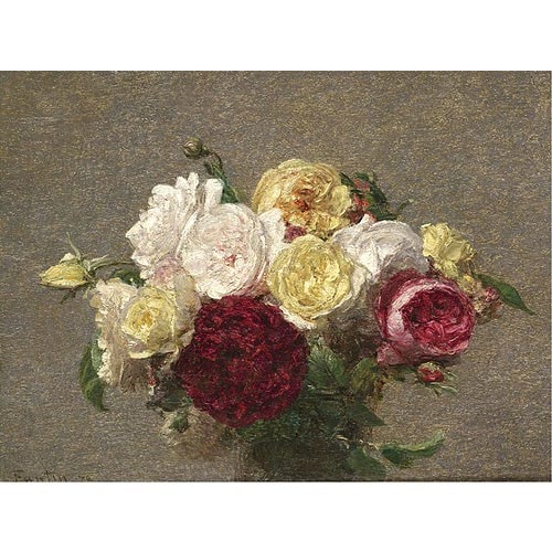 《玫瑰花束》方汀1879年绘画作品赏析