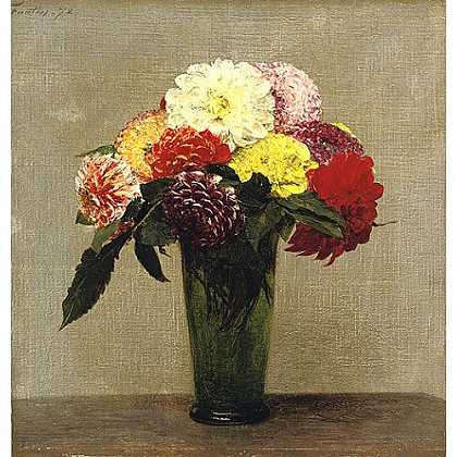 《大丽花束》方汀1872年绘画作品赏析