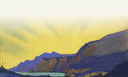 《喜马拉雅山，绿松石湖》风景油画作品赏析