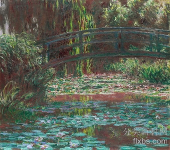 《日本桥（睡莲池塘上的桥）》风景油画作品赏析