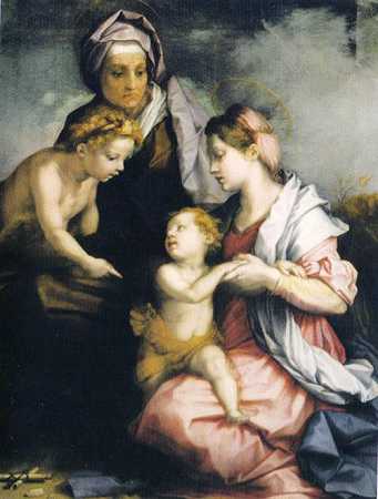 《圣母子与圣伊丽莎白和施洗者圣约翰》宗教画作品赏析