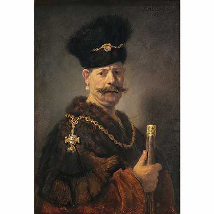 《一位波兰贵族》林布兰特1637年绘画作品赏析