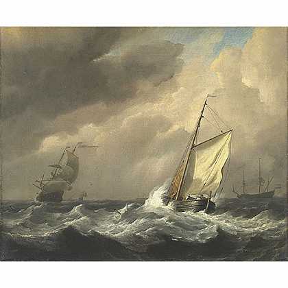《强风中的荷兰小船》范德维德1672年绘画作品赏析