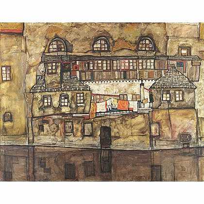 《河上的屋墙》席勒1915年绘画作品赏析