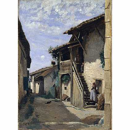 《村庄街道》柯罗1852年绘画作品赏析