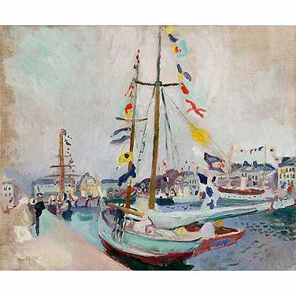 《彩旗游艇》杜菲1905年绘画作品赏析