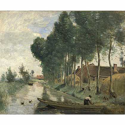 《北阿利克斯风景》柯罗1871年绘画作品赏析
