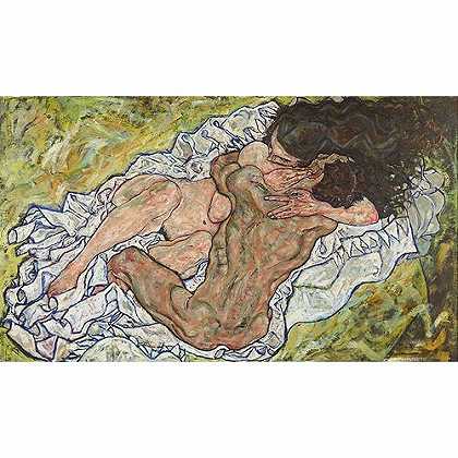 《拥抱》席勒1917年绘画作品赏析