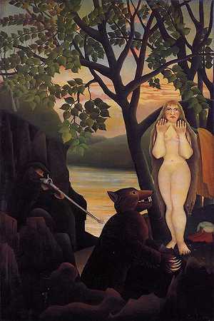 《裸女和熊》风俗画作品赏析