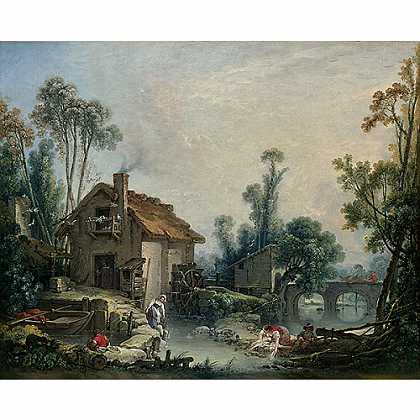 《磨坊风光》弗朗索瓦·布歇1755年绘画作品赏析