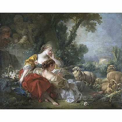《两个牧羊女》弗朗索瓦·布歇1760年绘画作品赏析