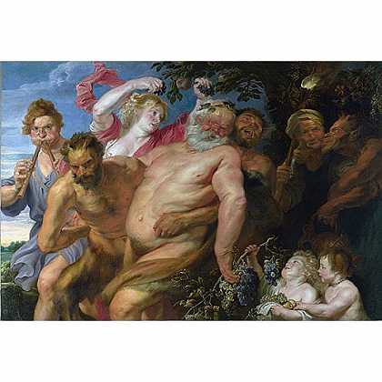 《萨梯扶持着酒醉的森林之神》戴克1620年绘画作品赏析