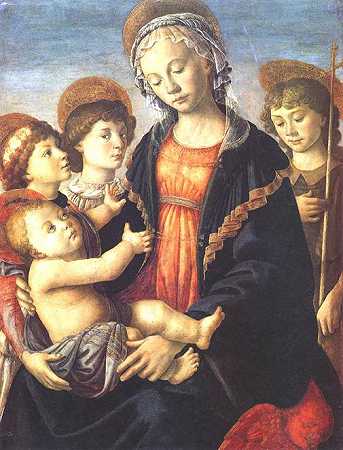 《圣母子与两位天使和施洗约翰》宗教画作品赏析