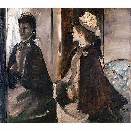 《镜子里的女子》德加1875年绘画作品赏析