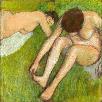 《草地上两浴女》德加1886年绘画作品赏析