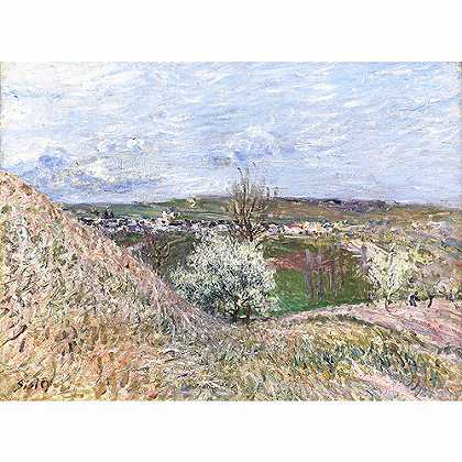 《圣玛梅的春季山丘》希斯里1880年绘画作品赏析