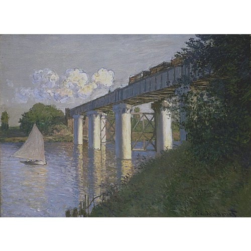 《亚嘉杜的铁道桥》莫奈1874年绘画作品赏析
