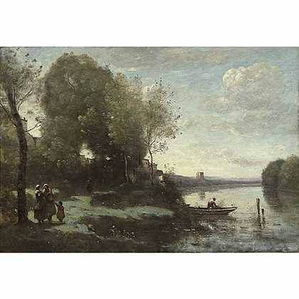 《河流及远方的高塔》柯罗1865年绘画作品赏析