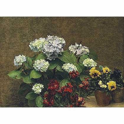 《花卉》方汀1879年绘画作品赏析