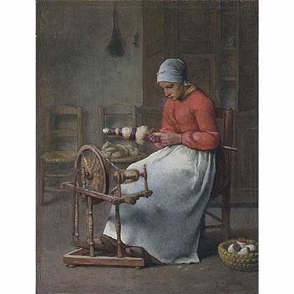 《纺纱的女人》米勒1855年绘画作品赏析
