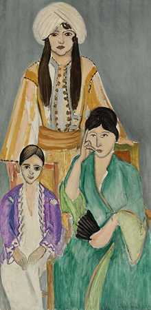 《灰色背景中的三个姐妹》肖像绘画作品赏析