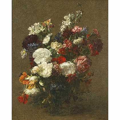 《各种鲜花》方汀1904年绘画作品赏析