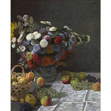 《花卉和水果》莫奈1869年绘画作品赏析